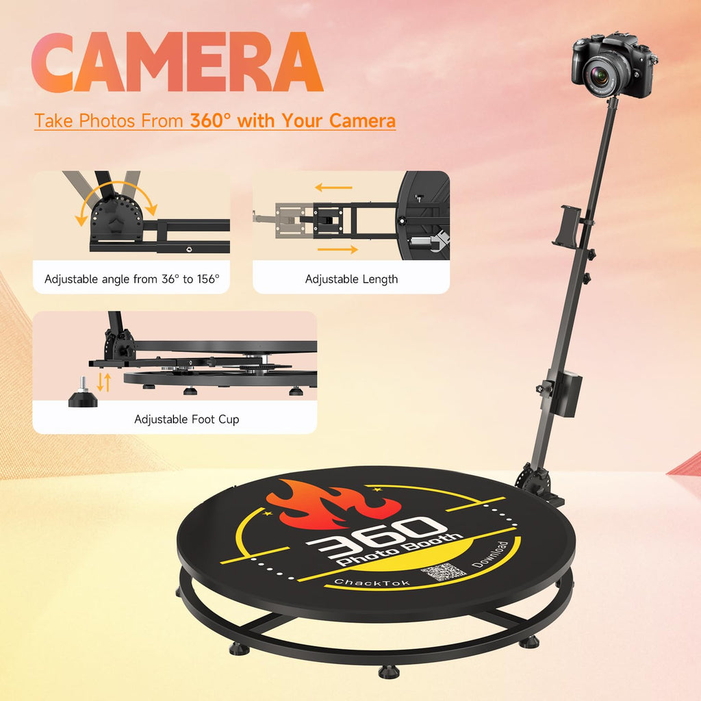 360 Photo Booth with Flight Case, Ring Light, Software APP Remote Control for Parties 2-3 People Stand on Automatic 360 Rotating Camera Video Booth